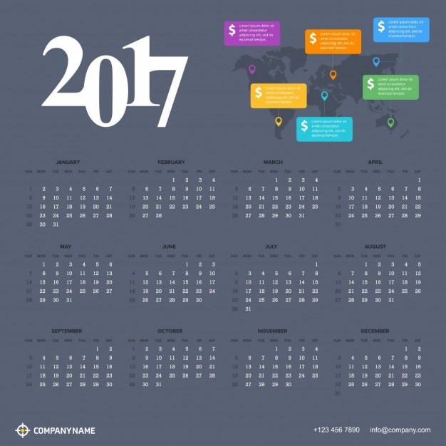 Free Vector Grey calendar 2017