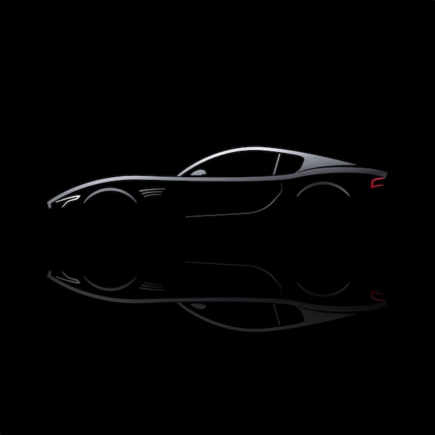 Premium Vector | Grey car silhouette with reflection