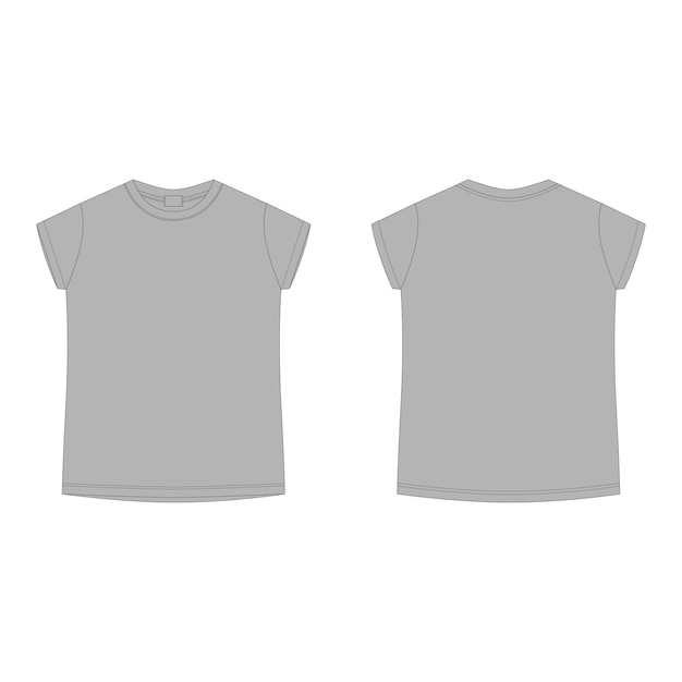 Download Grey cotton t-shirt blank template . children's technical sketch tee shirt isolated on white ...