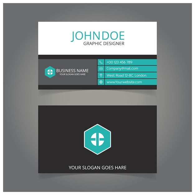 Grey green white and black business card