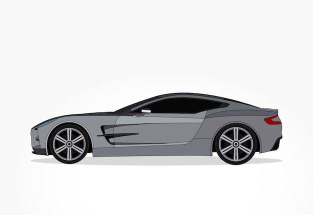 Premium Vector | Grey sedan car cartoon with detailed side and shadow ...