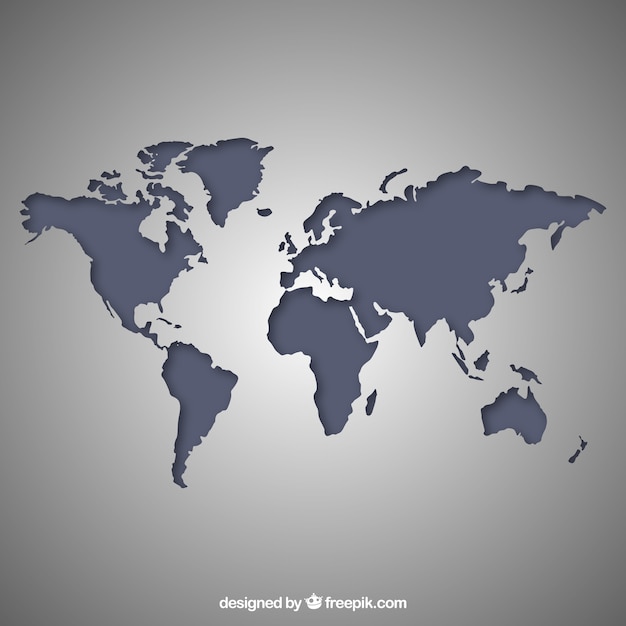Grey World Map Free Vector