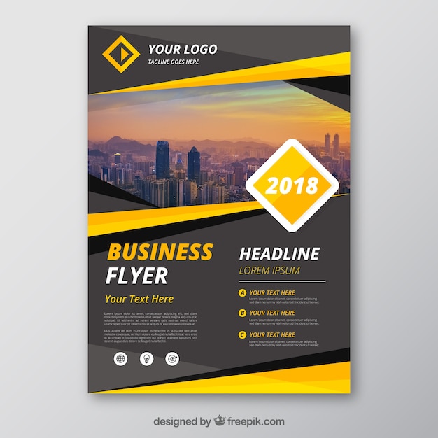 Premium Vector Grey And Yellow Business Flyer Template