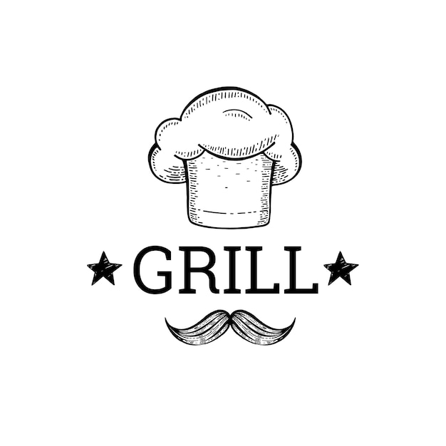 Download Free Grill And Babecue Sketch Logo With Chef Hat And Mustache Use our free logo maker to create a logo and build your brand. Put your logo on business cards, promotional products, or your website for brand visibility.