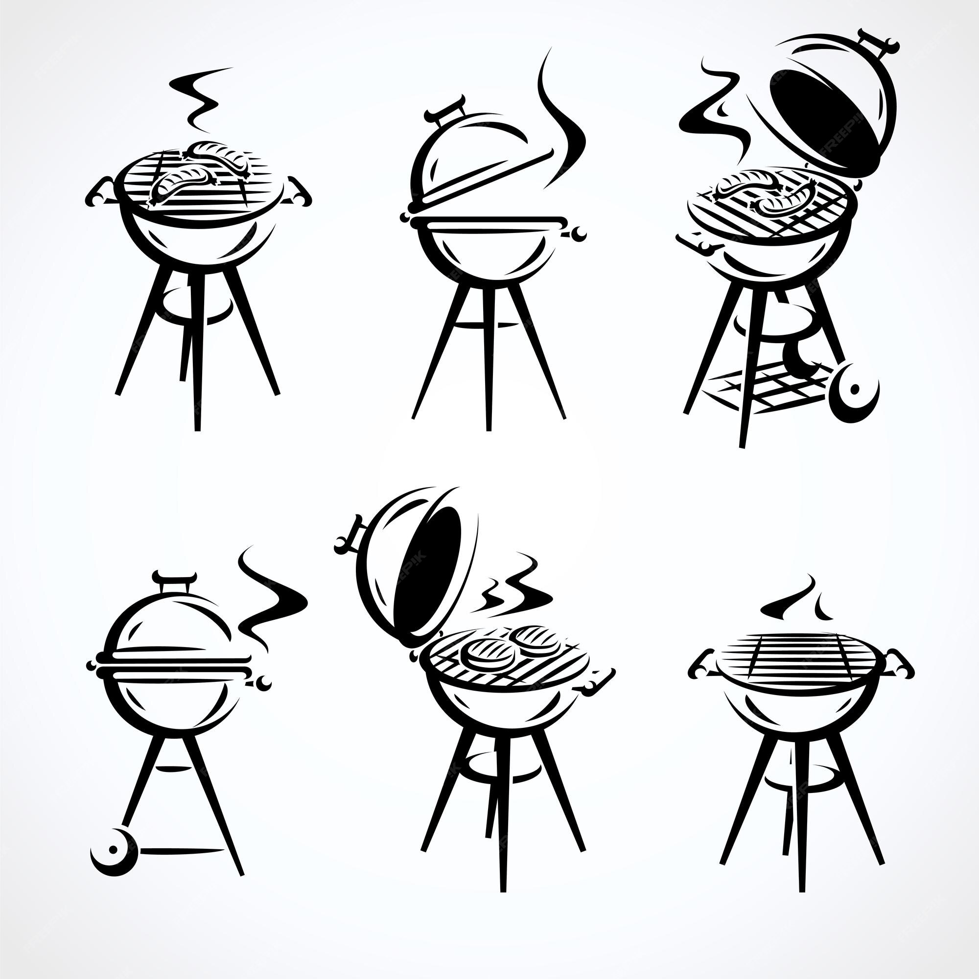 Premium Vector | Grill elements set collection icon grill vector