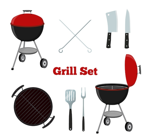 Premium Vector | Grill set