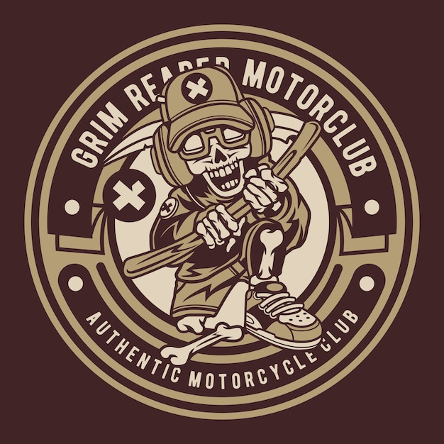 Premium Vector | Grim reaper motorclub