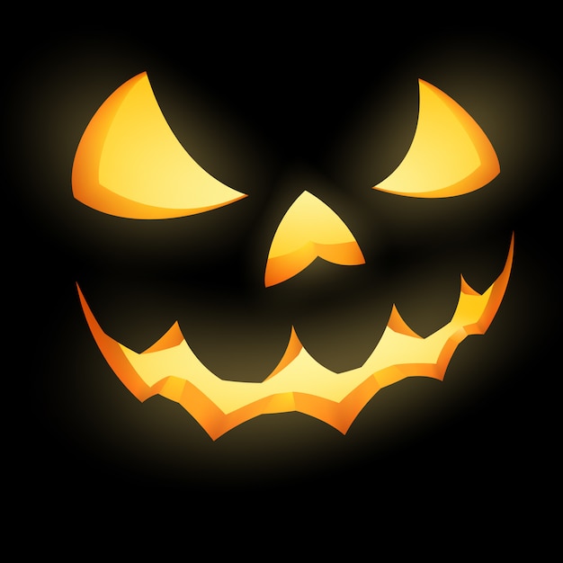 Premium Vector | Grinning jack o lantern on black background.