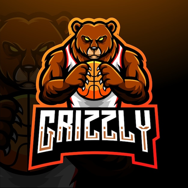 Premium Vector | Grizzly bear esport logo mascot design