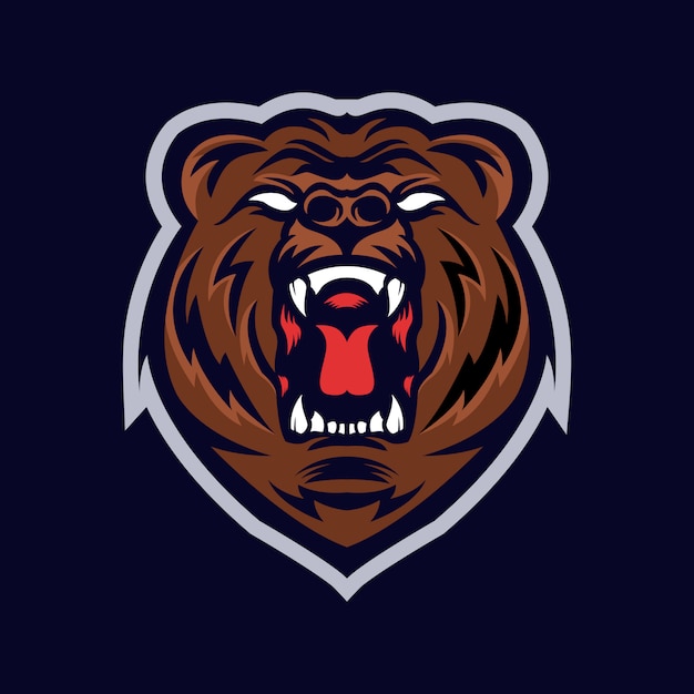 Premium Vector | Grizzly bear head mascot logo