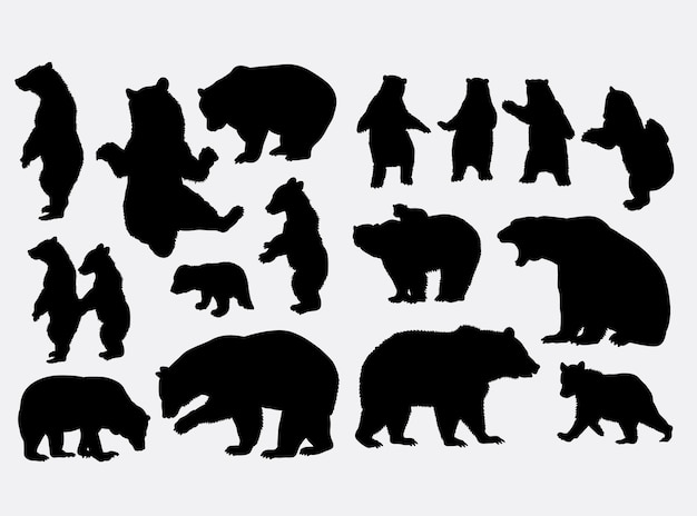 Download Grizzly bear wild animal silhouette Vector | Premium Download