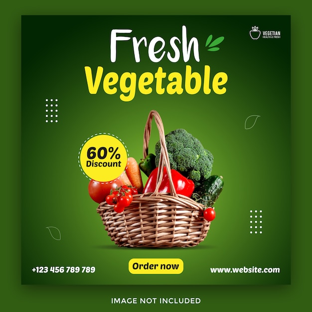 Grocery food social media banner template Premium Vector