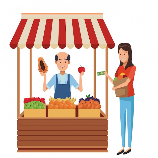 Premium Vector | Grocery man cartoon