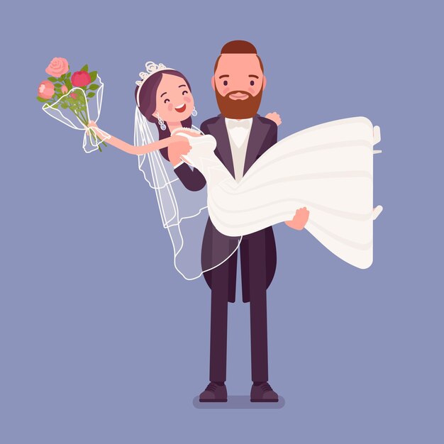 Premium Vector Groom Carrying Bride On Wedding Ceremony 5775