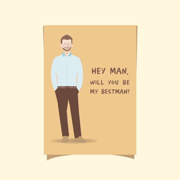 Premium Vector Groomsmen invitation template with cute cartoon Premium Vector Groomsmen invitation template with cute cartoon