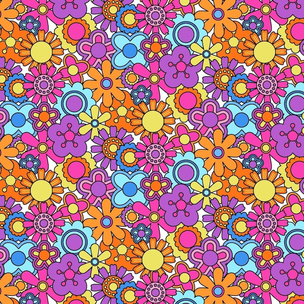 Free Vector | Groovy floral pattern