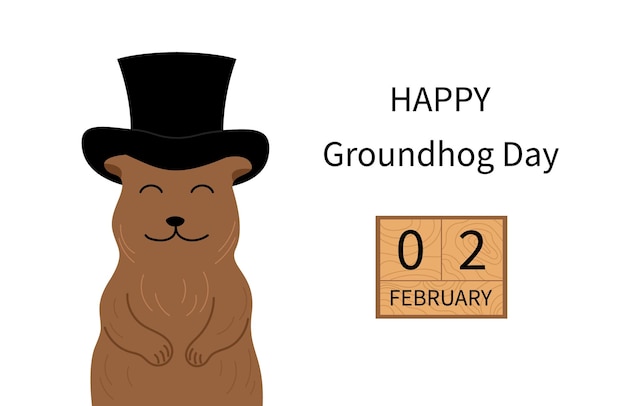 Premium Vector | Groundhog day holiday february 2 cute cartoon happy