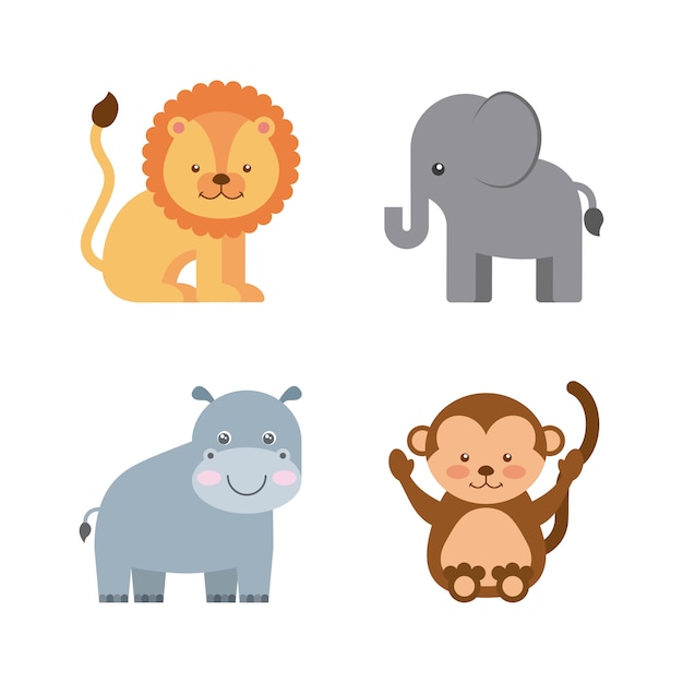 Premium Vector | Group animal cute icon