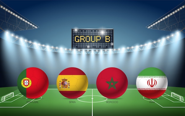 グループbサッカートーナメントロシア18 ポルトガル スペイン モロッコ イラン プレミアムベクター