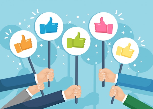 Premium Vector | Group of business people with thumbs up. social media ...