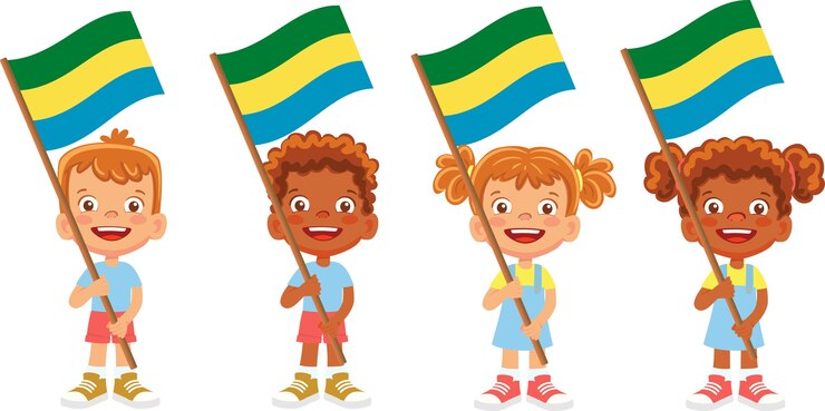 Premium Vector | Group of children holding their national flag illustration