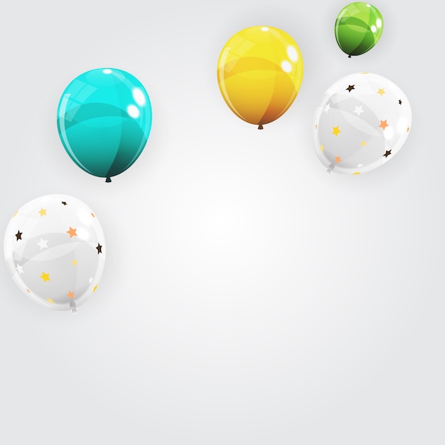 Premium Vector | Group of colour glossy helium balloons background