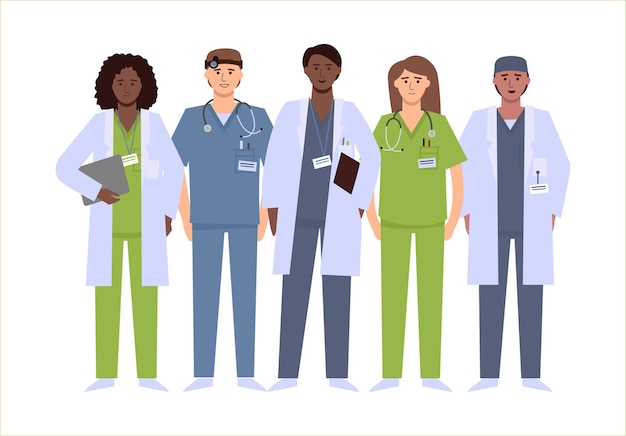 Premium Vector | A group of diverse medical workers.