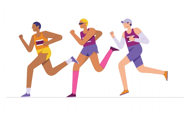 Premium Vector | Group of elite marathon runners, long distance runners ...