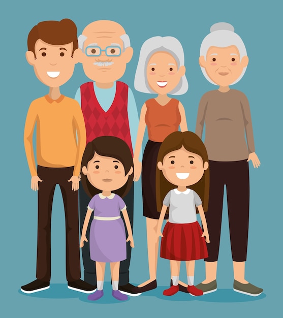 Premium Vector | Group of family members avatars characters