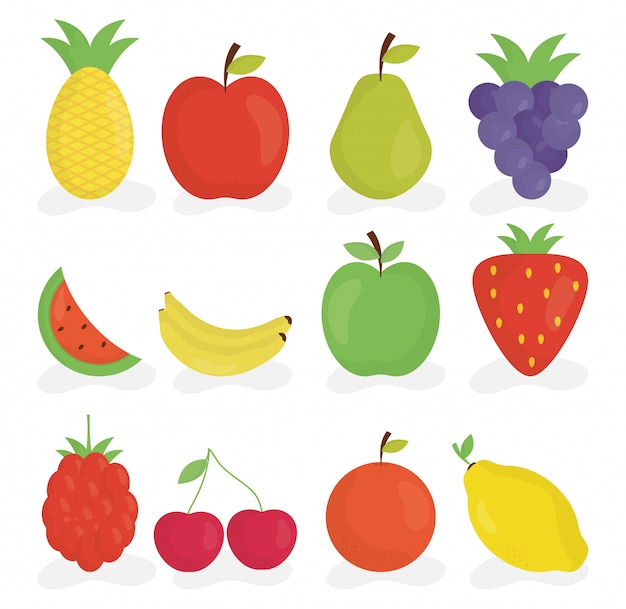 Premium Vector | Group of fresh fruits