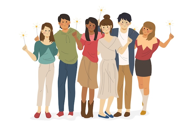 Free Vector Group Of Friends Together Illustration