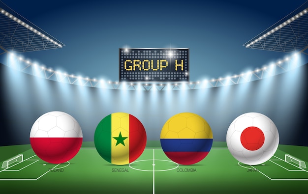 グループhサッカートーナメントロシア18 ポーランド セネガル コロンビア 日本 プレミアムベクター