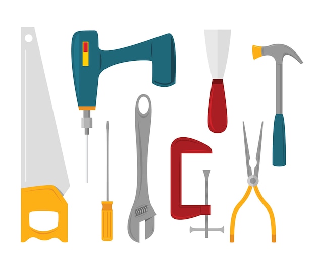 Premium Vector | Group of the handyman tools.