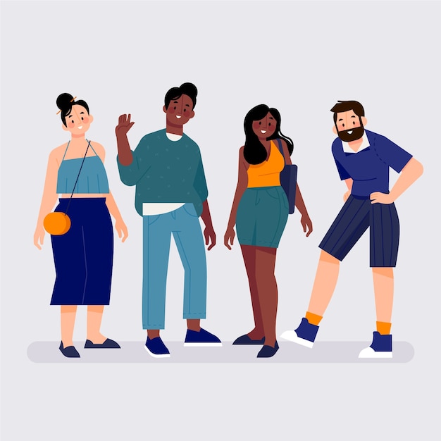 Group of interracial people being friends | Free Vector