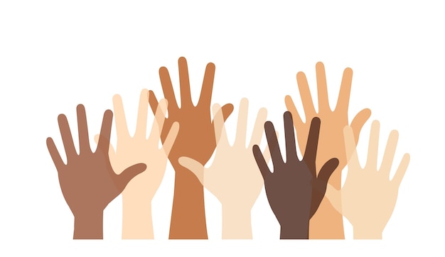 Premium Vector | Group of multiethnic diverse hands