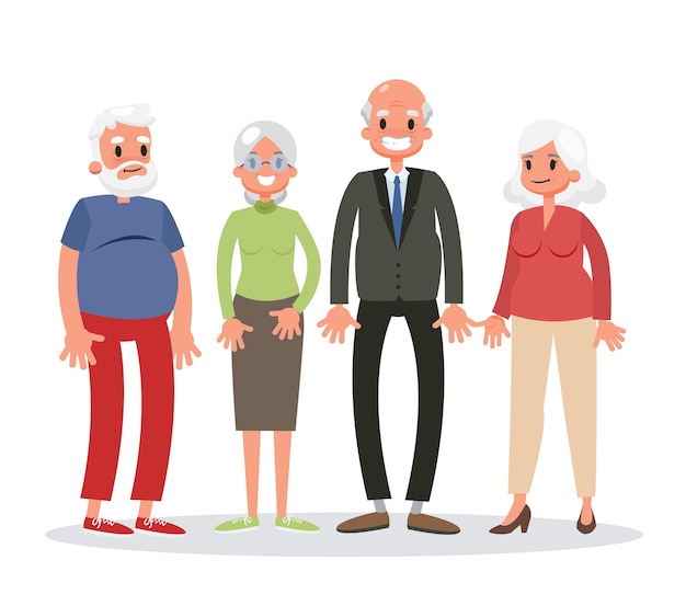 Premium Vector | Group of old people standing. senior man and woman