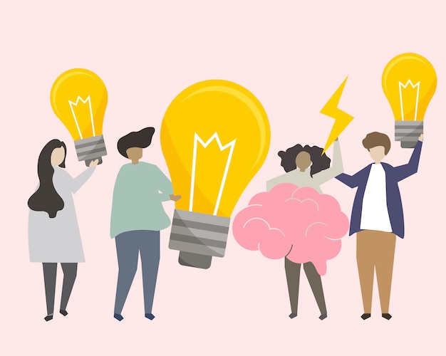 Free Vector | A group of people brainstorming ideas illustration