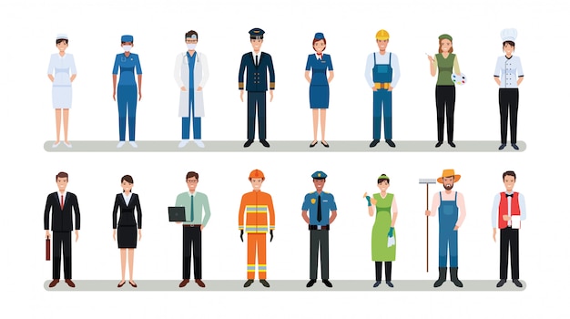 Premium Vector | Group people of different occupation worker set in ...