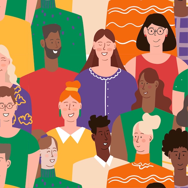 Free Vector | Group of people pattern hand drawn