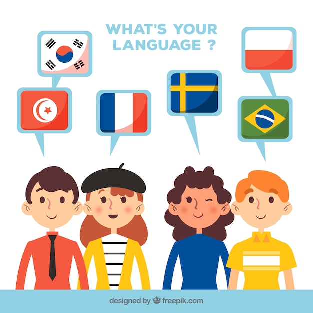 Free Vector | Group of people speaking different languages with flat design