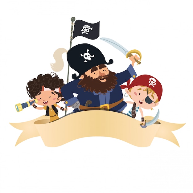 group-of-pirates-with-a-band-premium-vector