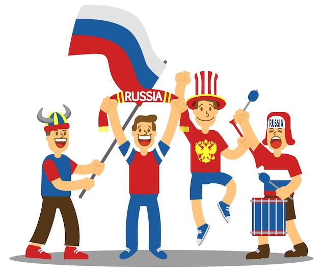 Premium Vector Group Of Russia Soccer Supporter