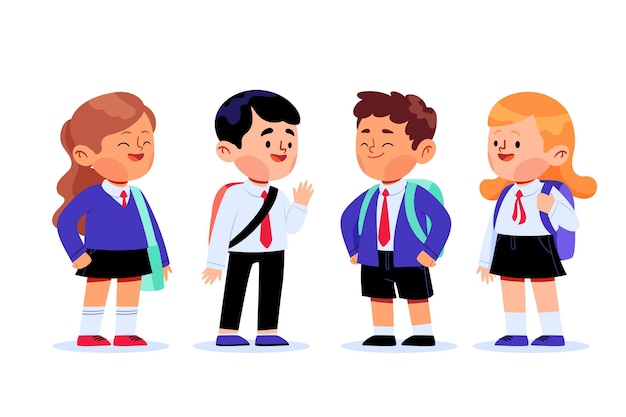 Group of students at school Free Vector