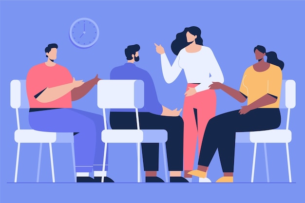 Free Vector | Group therapy flat design