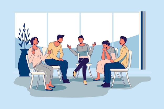 Free Vector | Group therapy illustration