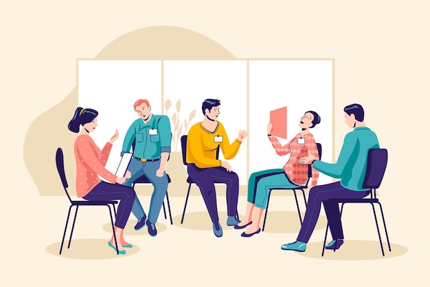 Free Vector | Group therapy illustration