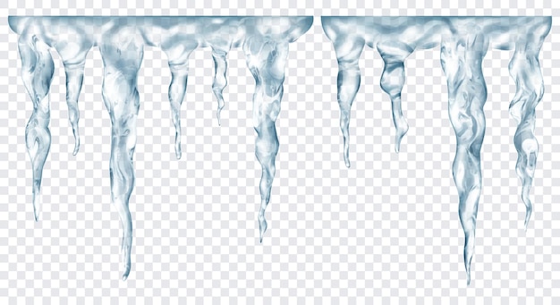 Premium Vector | Group of translucent gray realistic icicles of ...