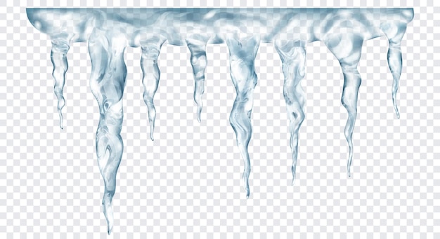 Premium Vector | Group of translucent gray realistic icicles of ...