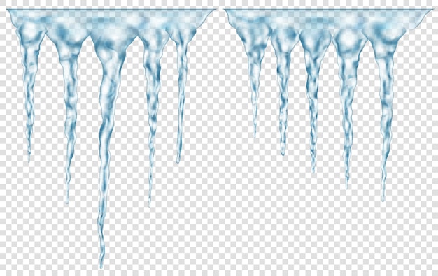 Premium Vector | Group of translucent light blue realistic icicles of ...