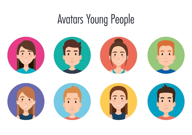 Download Group of young people avatars vector illustration design ...